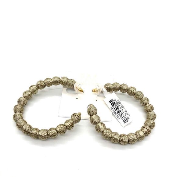 Neiman Marcus Ball Hoop Earrings NWT - Picture 2 of 2